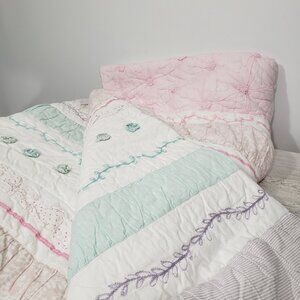 Pottery Barn Kids  cotton embroidered Full size quilt